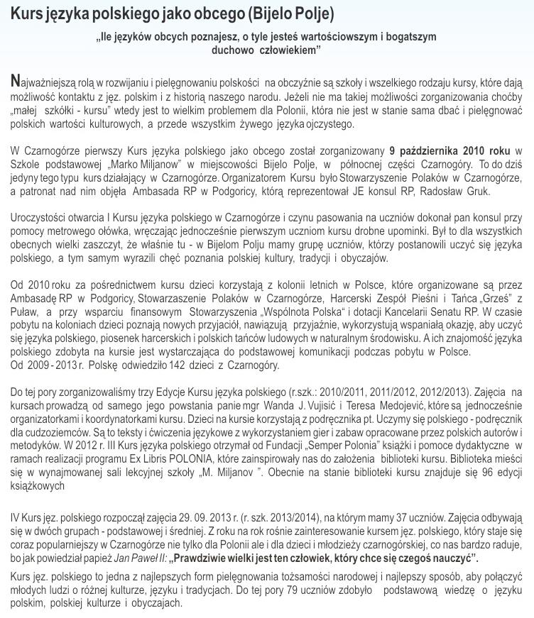 Zakończenie kursu języka polskiego